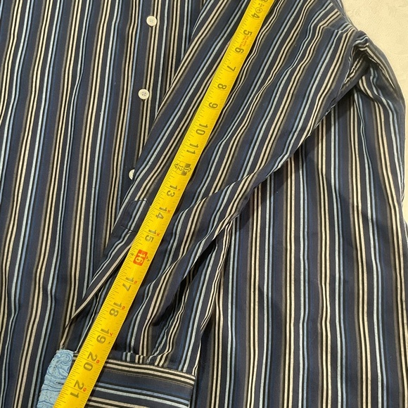 English Laundry Shirt Mens 16 32/33 Blue Striped Spread Cutaway Collar FlipCuff - Picture 9 of 12